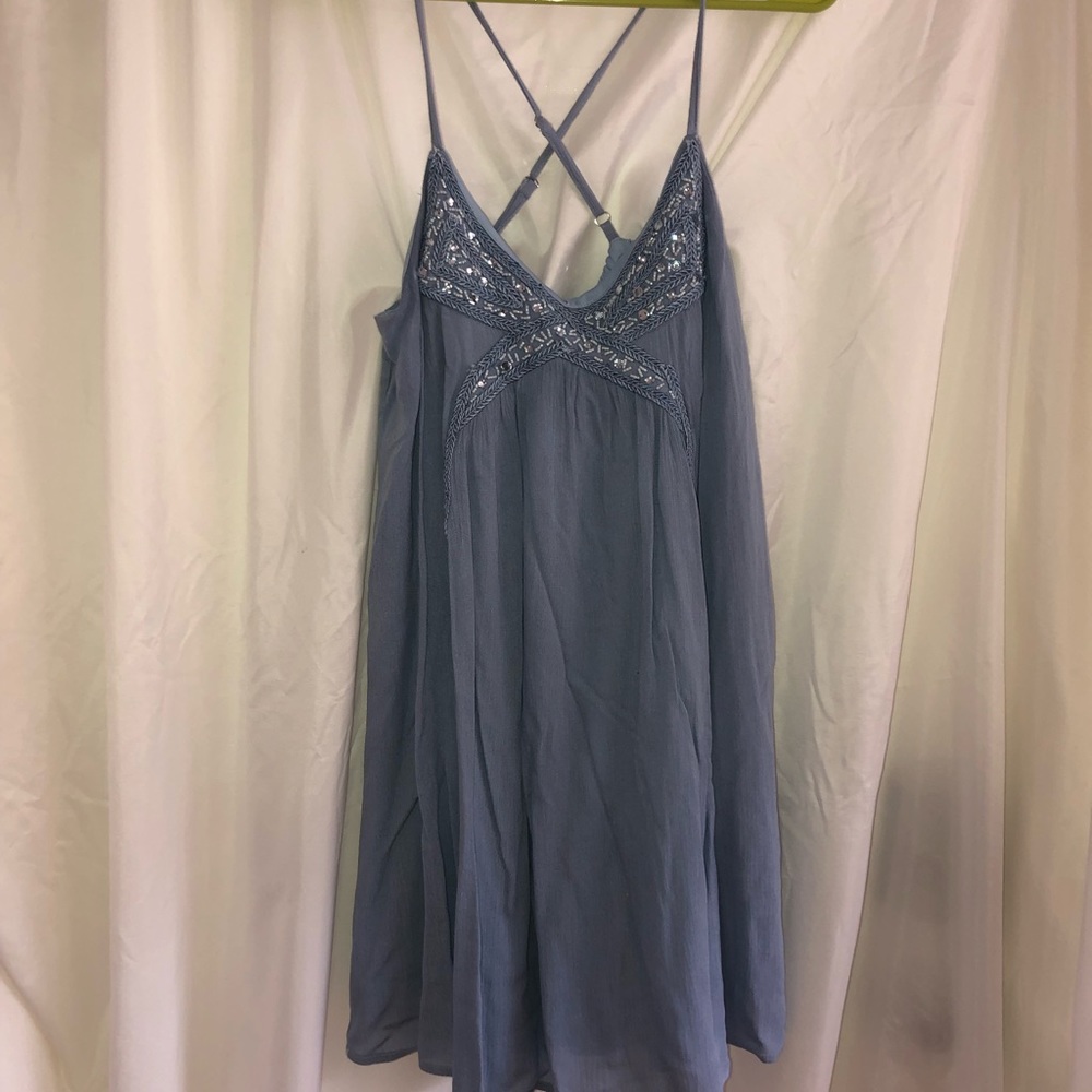 PERIWINKLE GEMMED CRISSCROSS DRESS